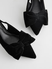 Black Velvet Standard Fit Forever Comfort® Bow Slingback Kitten Heels - Image 7 of 8