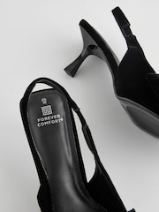 Black Velvet Standard Fit Forever Comfort® Bow Slingback Kitten Heels - Image 8 of 8