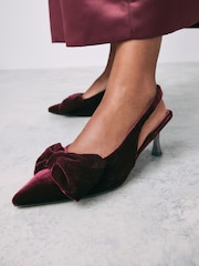 Berry Red Standard Fit Forever Comfort® Bow Slingback Kitten Heels - Image 1 of 10
