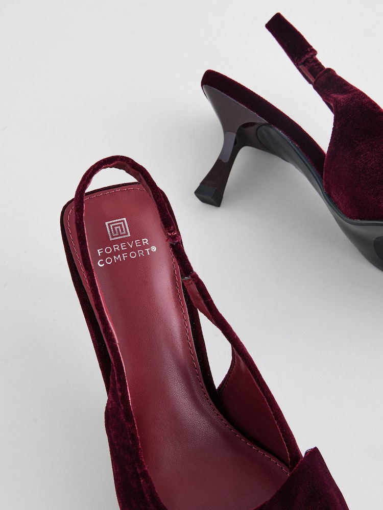 Berry Red Standard Fit Forever Comfort® Bow Slingback Kitten Heels - Image 10 of 10