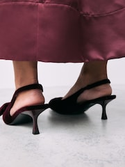Berry Red Standard Fit Forever Comfort® Bow Slingback Kitten Heels - Image 3 of 10
