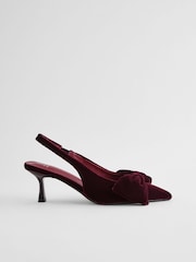 Berry Red Standard Fit Forever Comfort® Bow Slingback Kitten Heels - Image 7 of 10