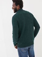 FatFace Dark Green Lambswool Half Neck Jumper - Image 2 of 6