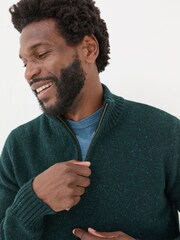 FatFace Dark Green Lambswool Half Neck Jumper - Image 4 of 6