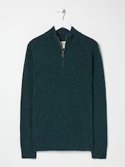 FatFace Dark Green Lambswool Half Neck Jumper - Image 6 of 6