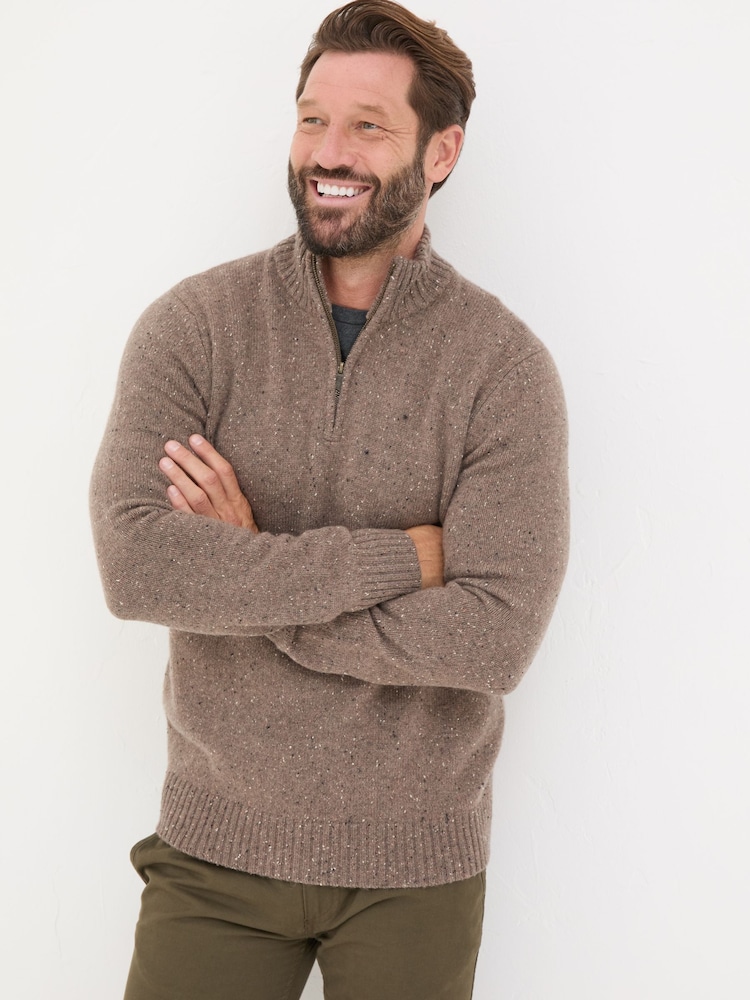 FatFace Natural Lambswool Half Neck Jumper - Image 1 of 5
