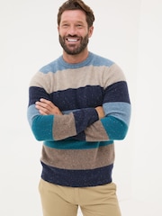 FatFace Navy Lambswool Knitted Crew Jumper - Image 1 of 4