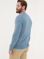 FatFace Chambray Blue Lambswool Plain Crew - Image 2 of 5