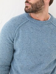 FatFace Chambray Blue Lambswool Plain Crew - Image 4 of 5
