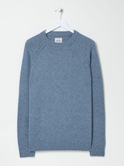 FatFace Chambray Blue Lambswool Plain Crew - Image 5 of 5
