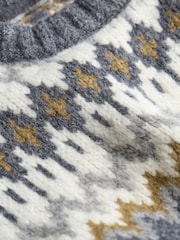 FatFace Dark Grey Fairisle Pattern Jumper - Image 5 of 5