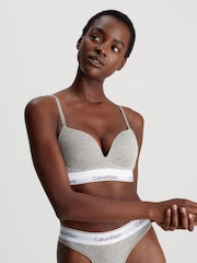 Calvin Klein Grey Plunge Push Up Bra - Image 1 of 4