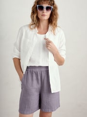 Seasalt Cornwall Purple Aviso Printed Shorts - Image 1 of 5