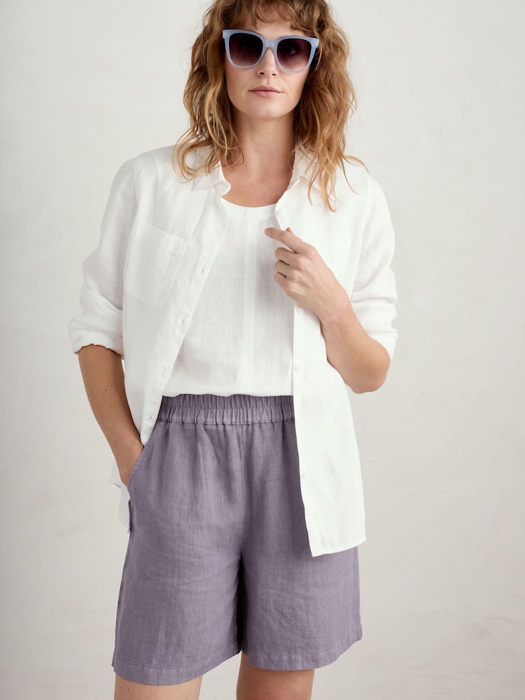 Seasalt Cornwall Purple Aviso Printed Shorts - Image 1 of 5