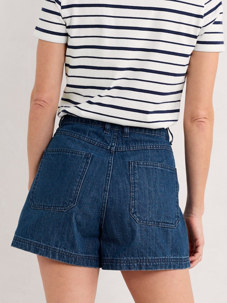 Seasalt Cornwall Blue Holloway Denim 100% Cotton Shorts - Image 2 of 4