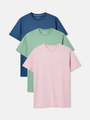 Joules Denton 3 Pack Blue/Green/Pink Crew Neck T-Shirts - Image 1 of 4