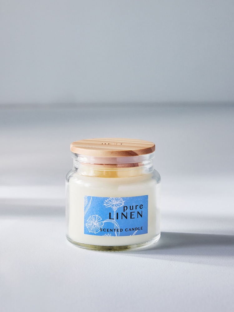 Blue Pure Linen Mini Candle - Image 1 of 4