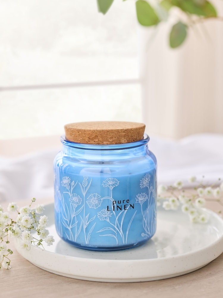 Blue Pure Linen Jar Candle - Image 2 of 5 Blue Pure Linen Jar Candle - Image 2 of 5
