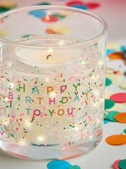 Clear Happy Birthday Light Up Vanilla and Cocoabean Scented Candle - Image 2 of 4