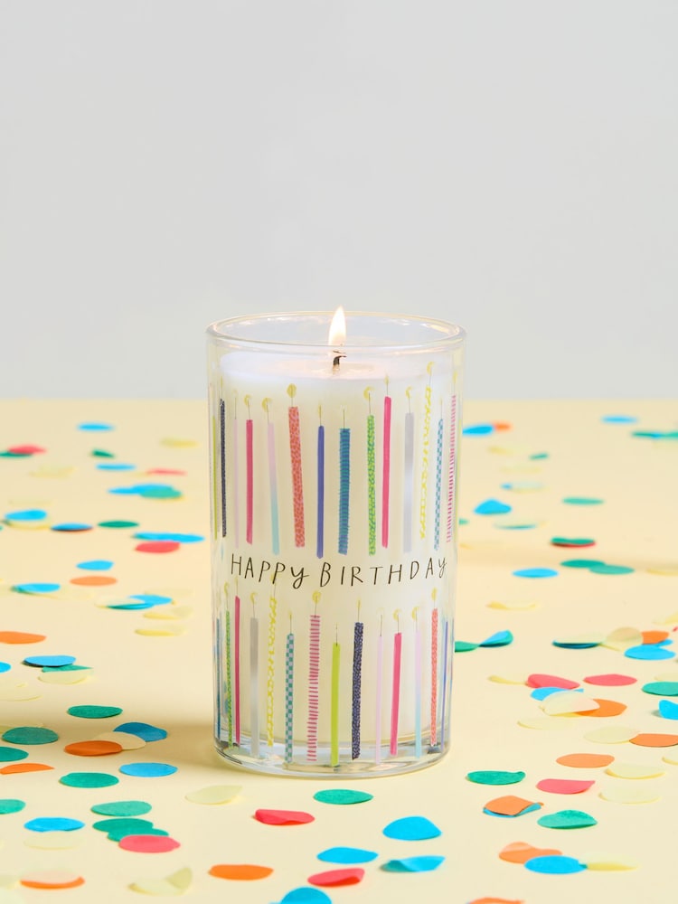 Multi Happy Birthday Hidden Message White Jasmine Scented Candle - Image 1 of 4