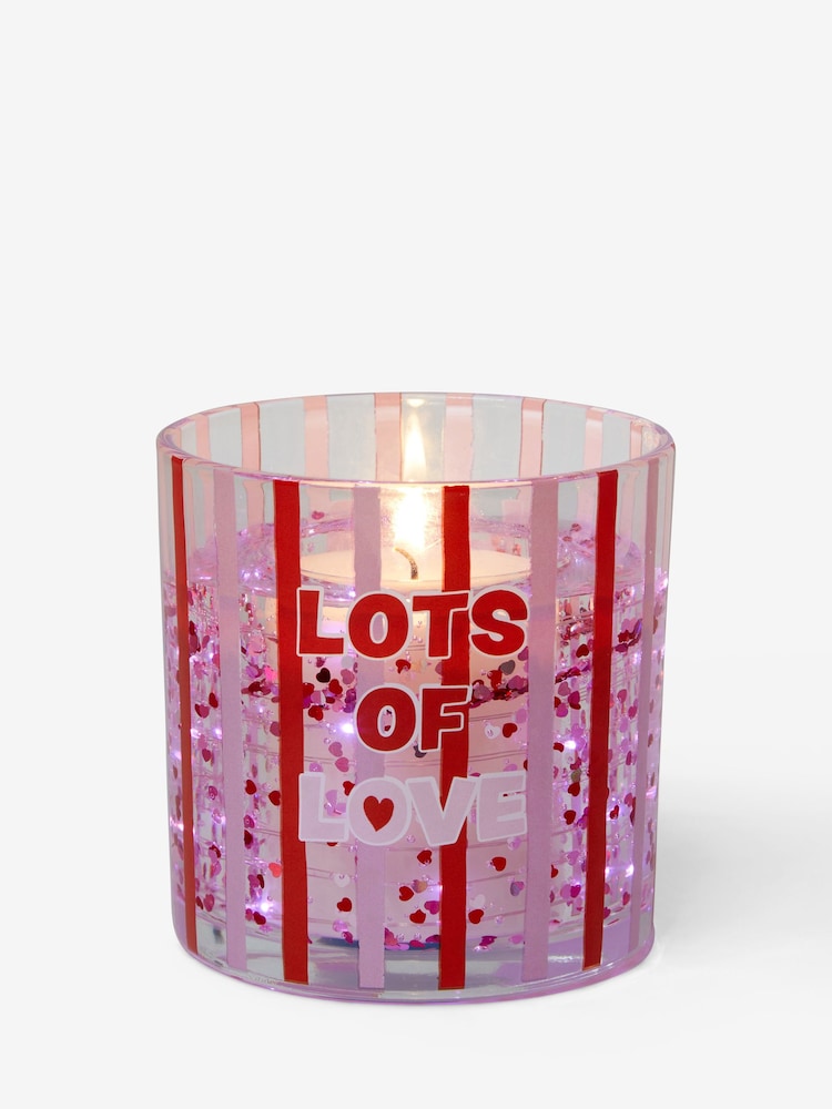 Clear Lots of Love Slogan Cherry and Almond Light Up Scented Candle - Image 2 of 6