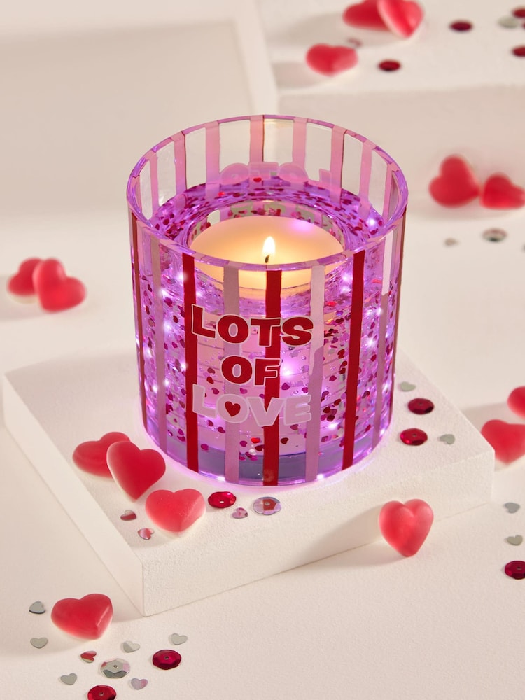Clear Lots of Love Slogan Cherry and Almond Light Up Scented Candle - Image 6 of 6