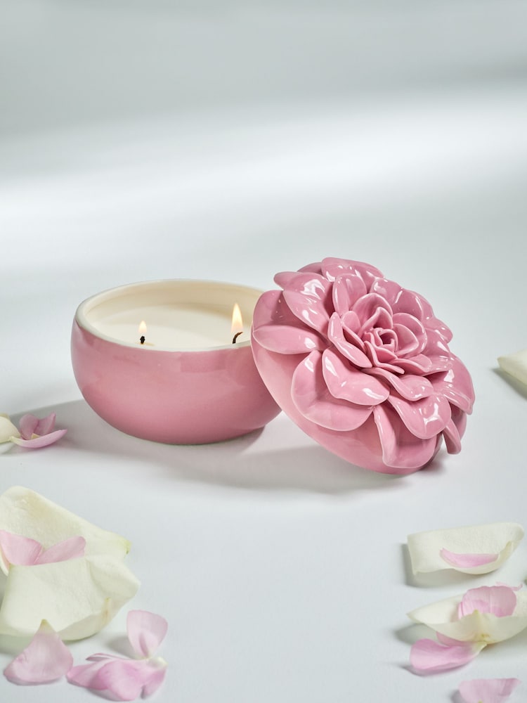 Pink Springtime Rose and Bergamot Scented Ceramic Candle - Image 1 of 3