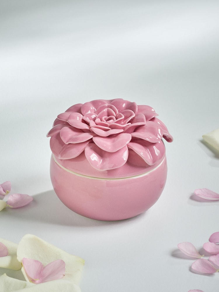 Pink Springtime Rose and Bergamot Scented Ceramic Candle - Image 2 of 3