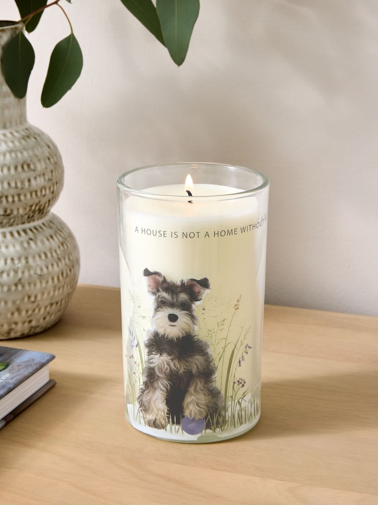 Grey Stanley the Schnauzer Pure Linen Pillar Candle - Image 1 of 3