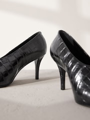 Preto - Premium Leather High Cut Chisel Toe Court Shoes - Imagem 10 de 10