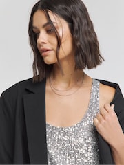 Simply Be Silver Sequin Scoop Neck Vest - Image 4 of 4