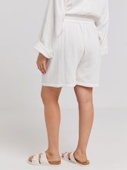 Simply Be White Cheesecloth Shorts - Image 2 of 4