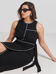 Simply Be Black Exposed Seam Wrap Maxi Dress - Image 1 of 4
