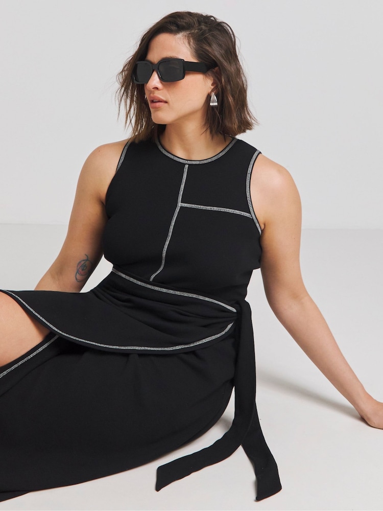 Simply Be Black Exposed Seam Wrap Maxi Dress - Image 1 of 4
