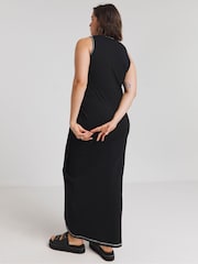 Simply Be Black Exposed Seam Wrap Maxi Dress - Image 2 of 4