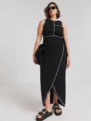 Simply Be Black Exposed Seam Wrap Maxi Dress - Image 3 of 4