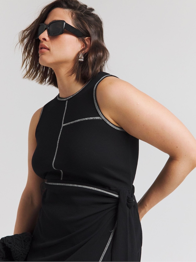 Simply Be Black Exposed Seam Wrap Maxi Dress - Image 4 of 4