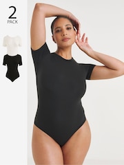 Simply Be Black & White Magisculpt Smoothing T-Shirt Bodysuits 2 Pack - Image 1 of 4