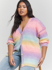 Simply Be Blue Boyfriend Ombre Cardigan - Image 1 of 4