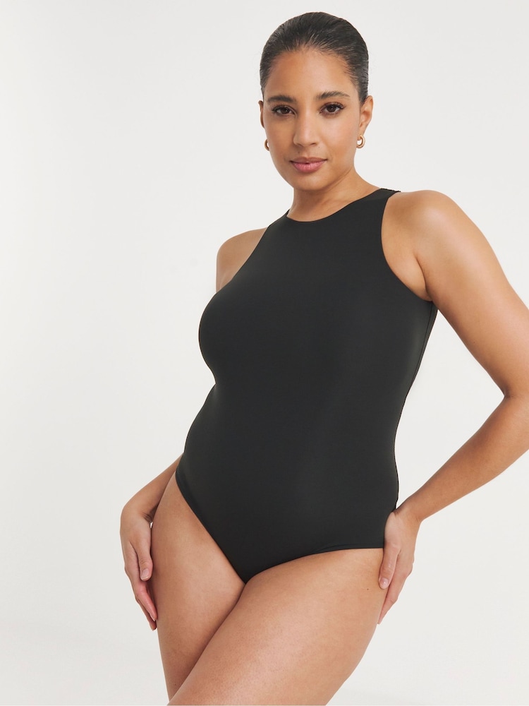 Simply Be Black & White Magisculpt Smoothing Racer Bodysuit 2 Pack - Image 2 of 4