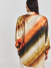Simply Be Brown Oversized Satin Shirt - Image 2 of 4