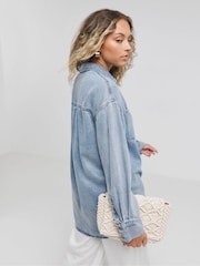 Simply Be Blue Lightweight Oversized Shirt - Image 2 of 4