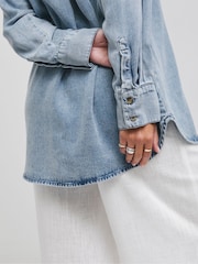 Simply Be Blue Lightweight Oversized Shirt - Image 4 of 4