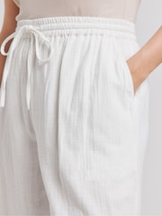 Simply Be White Cheesecloth Wide Leg Trousers - Image 4 of 5
