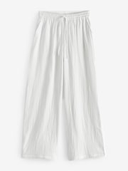 Simply Be White Cheesecloth Wide Leg Trousers - Image 5 of 5
