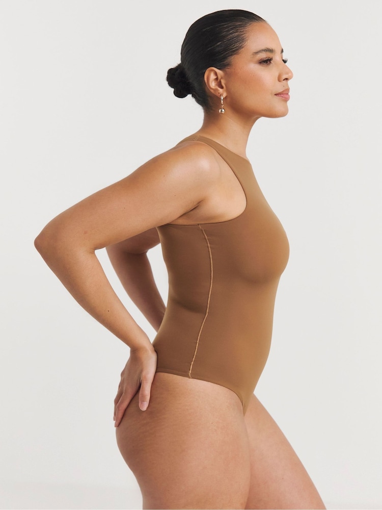 Simply Be Black & Brown Magisculpt Smoothing Racer Bodysuit 2 Pack - Image 4 of 4