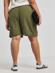 Simply Be Green Cheesecloth Shorts - Image 3 of 4