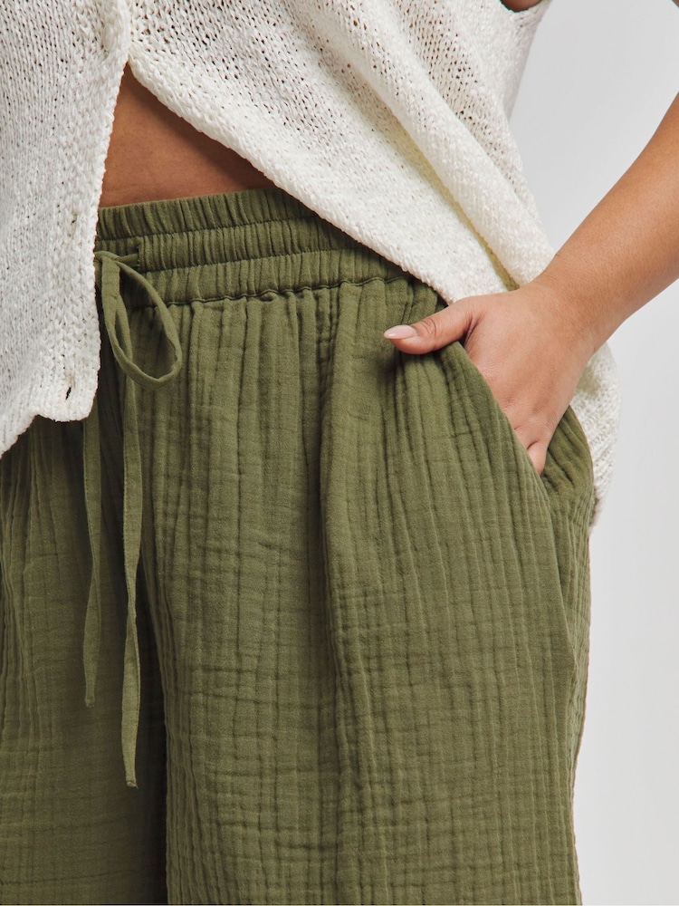 Simply Be Green Cheesecloth Shorts - Image 4 of 4 Simply Be Green Cheesecloth Shorts - Image 4 of 4