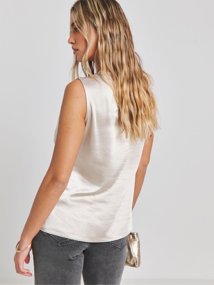 Simply Be Cream Lace Trim Satin Cami - Image 2 of 4 Simply Be Cream Lace Trim Satin Cami - Image 2 of 4