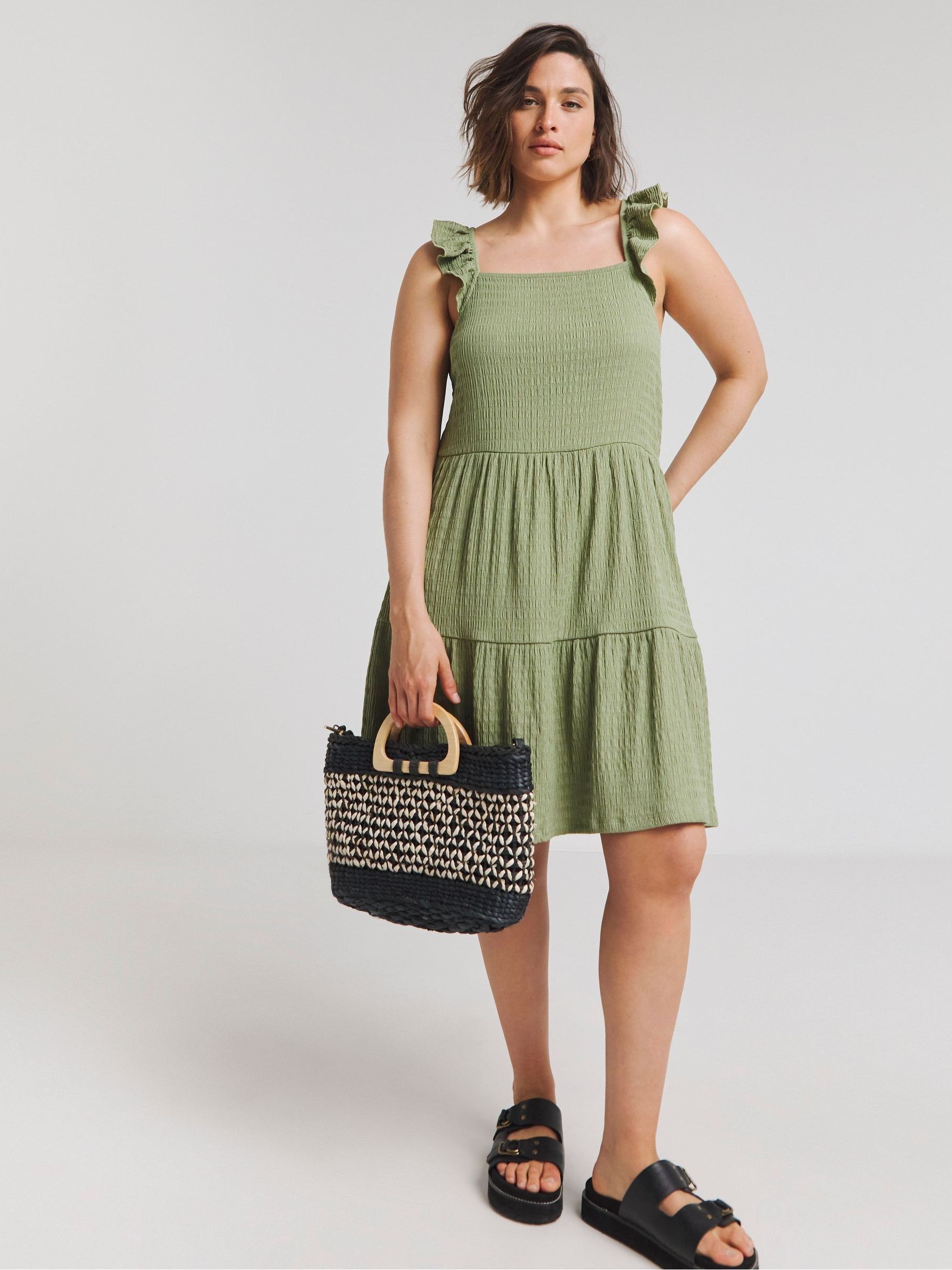 Buy Simply Be Green Textured Jersey Smock Dress from Next Luxembourg